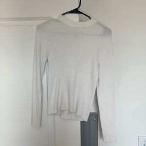 Forever 21 White Ribbed Turtleneck Sweater